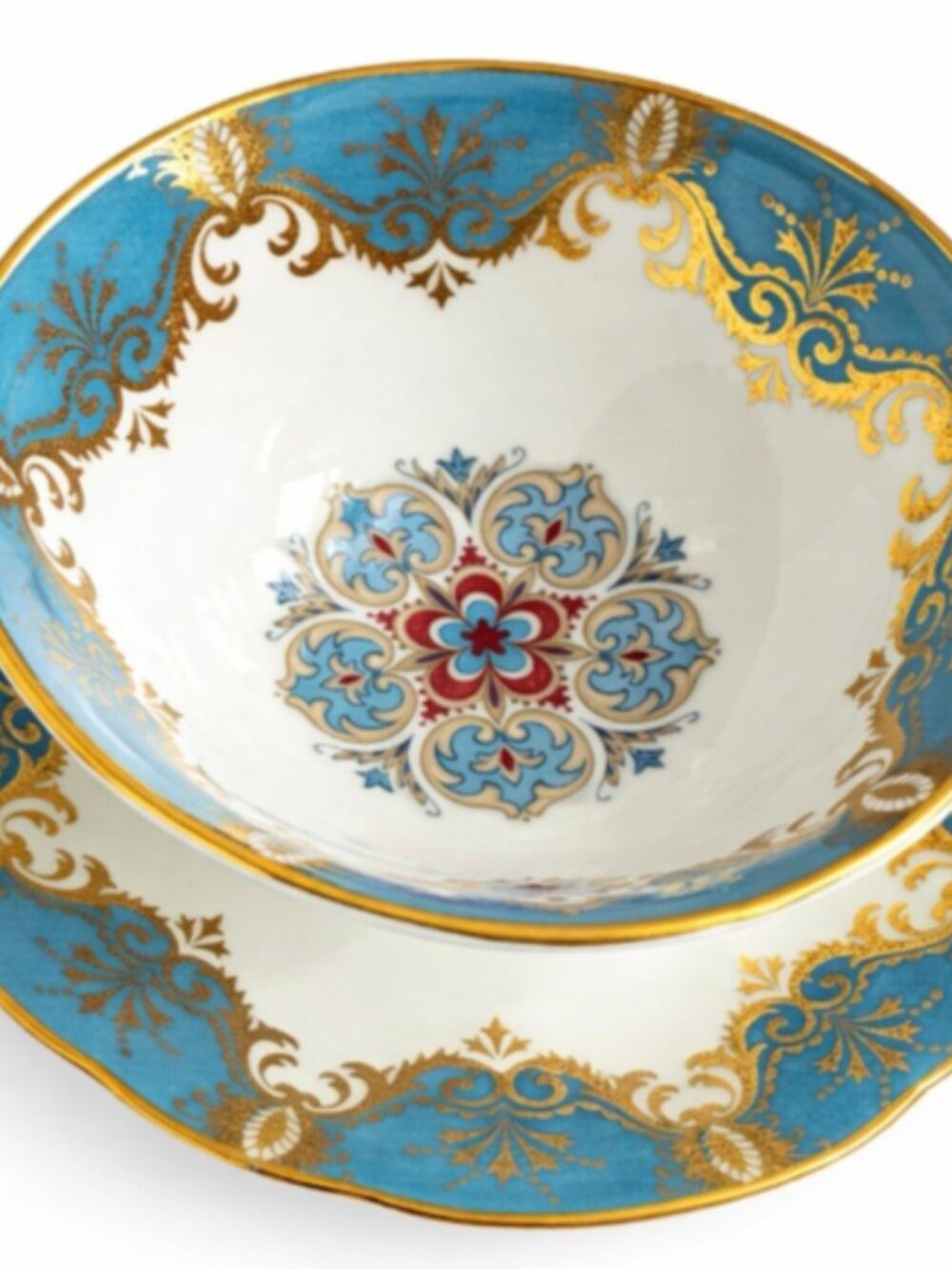 Paragon Teacup Set 2 Cobalt Blue Gold Gilt Bone China England Vintage